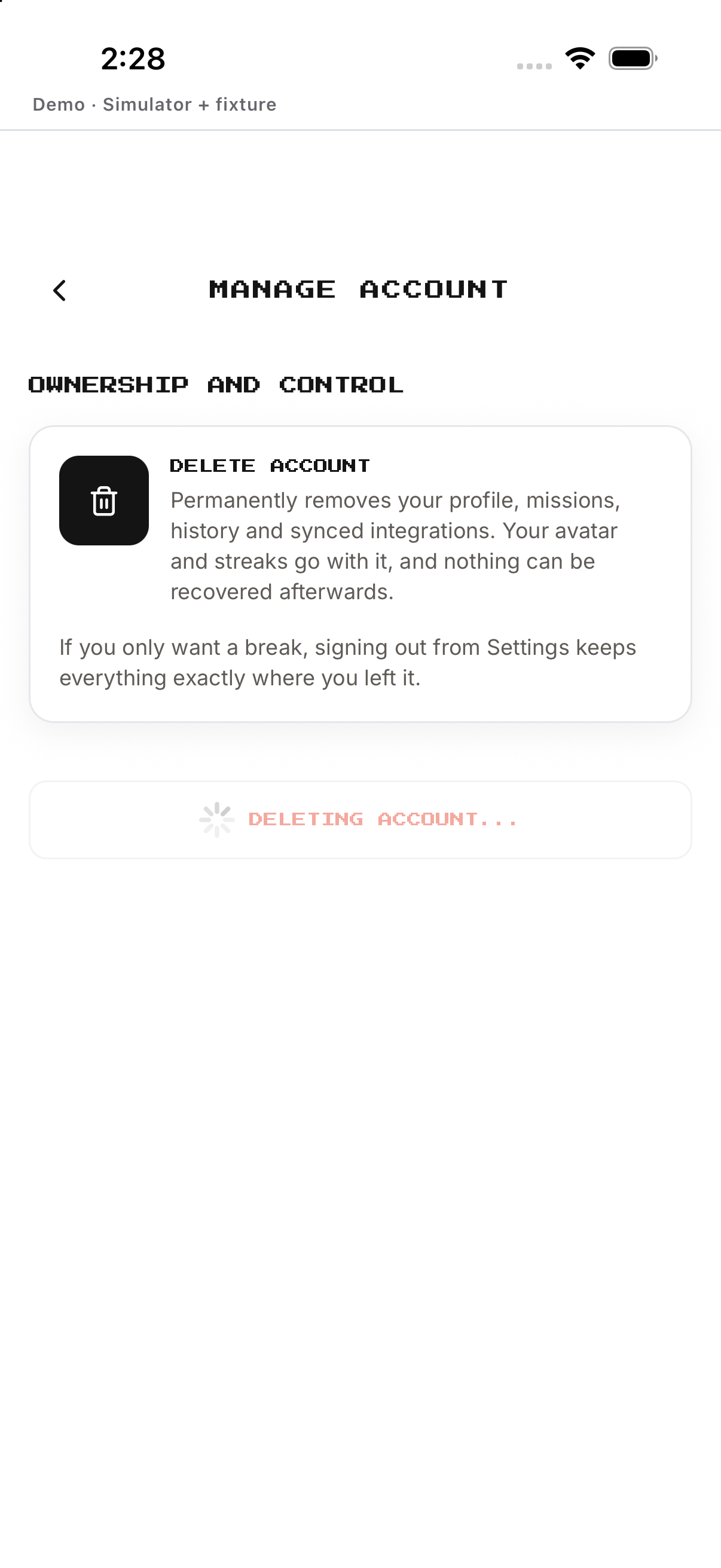 Deletion in progress; English UI.