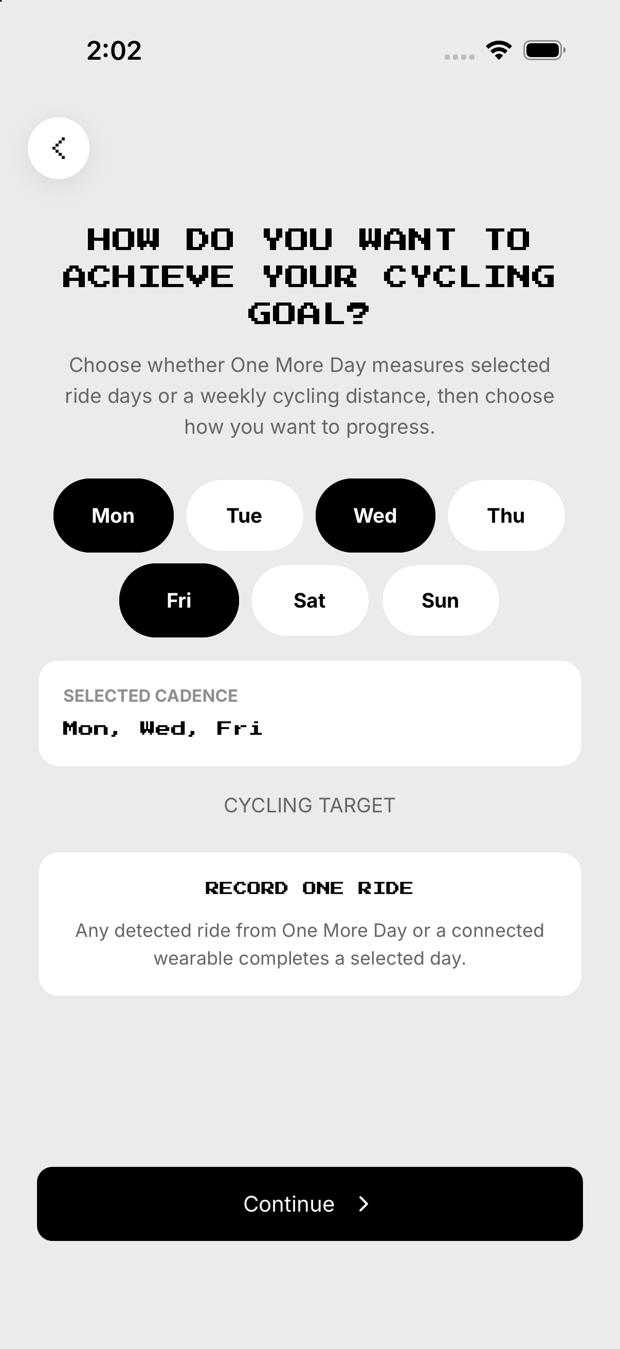 Cycling schedule