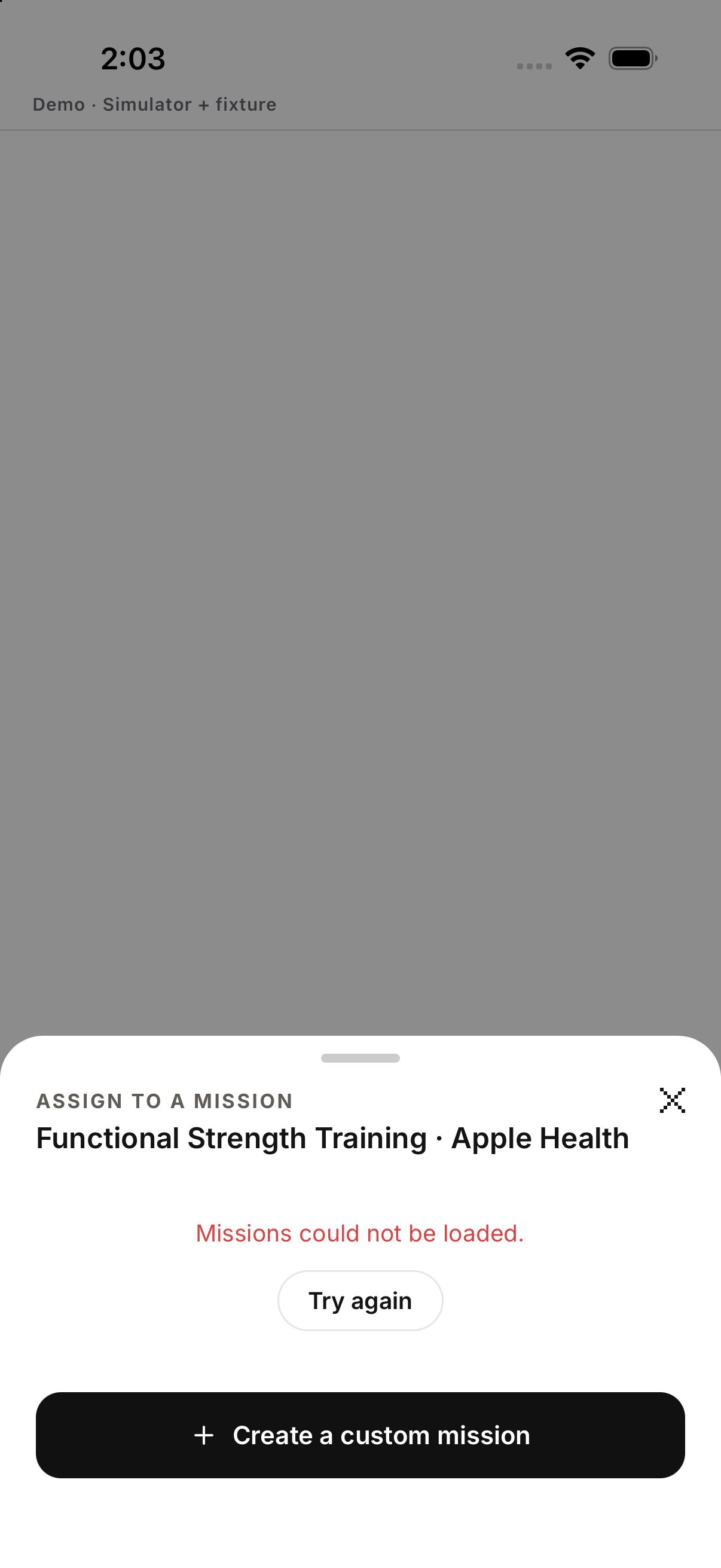 Wearable load error; English UI.