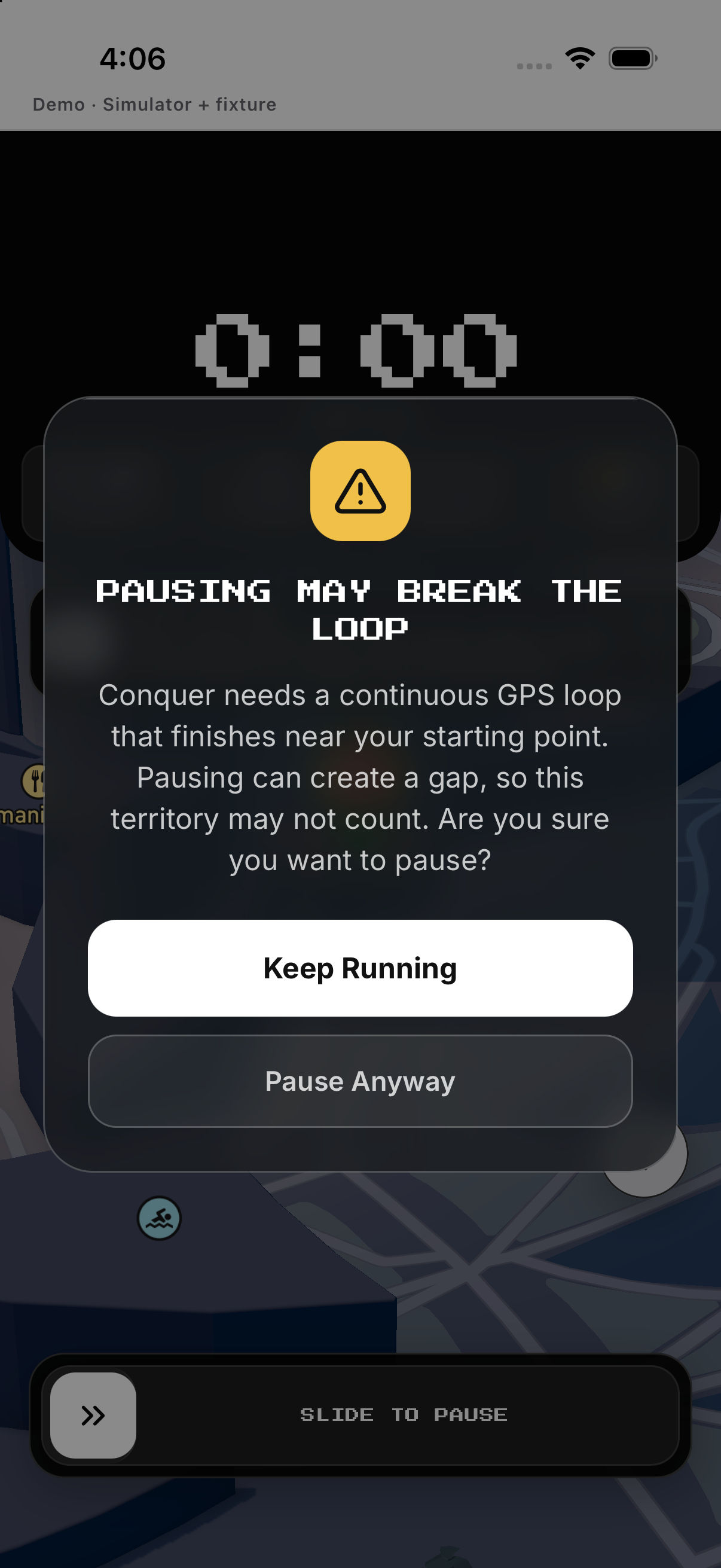 Pause warning