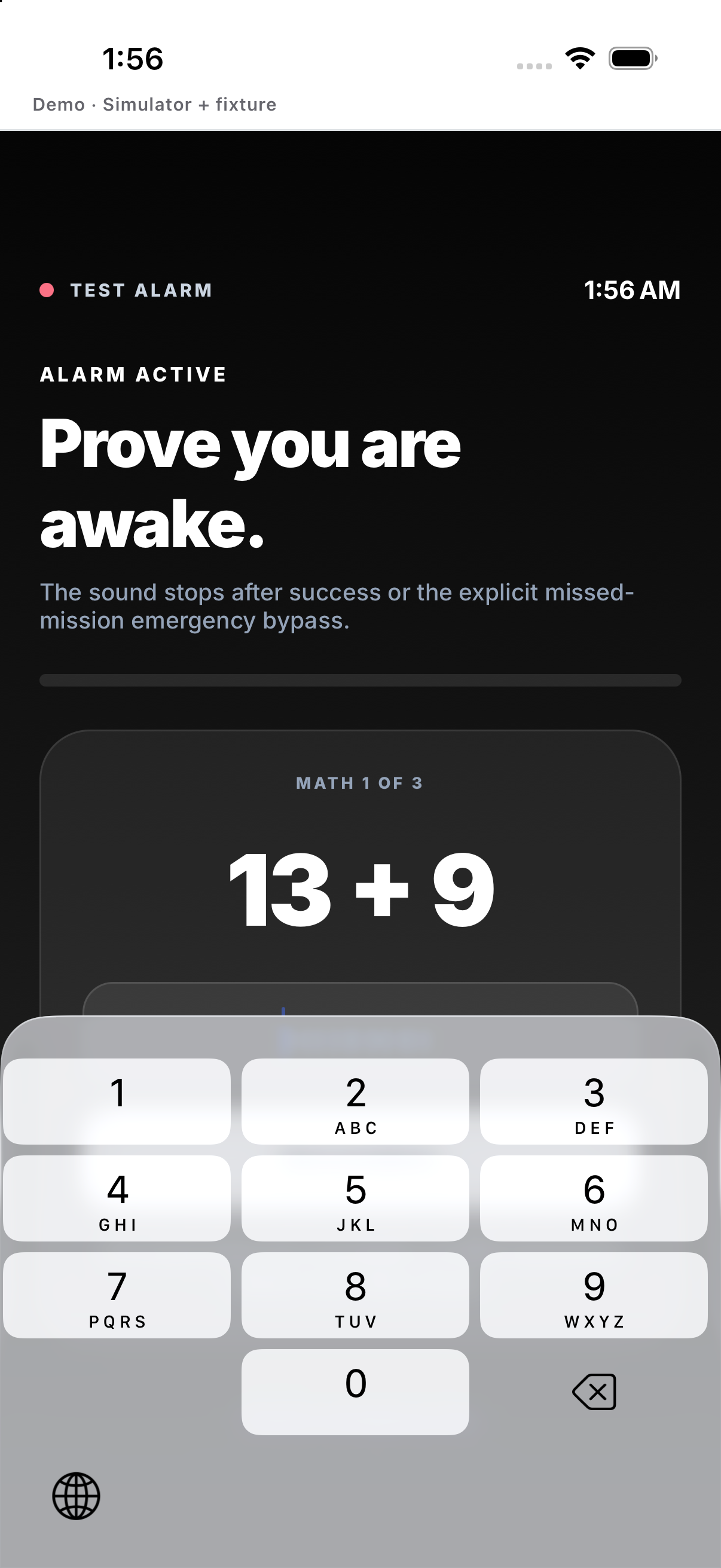 Wake alarm active