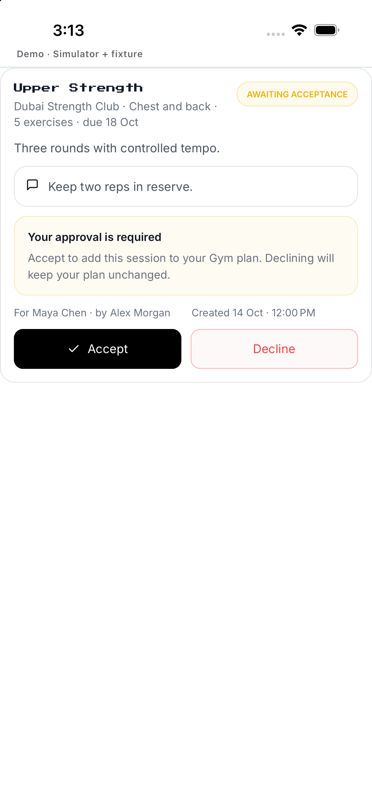 Pending assignment; English UI.