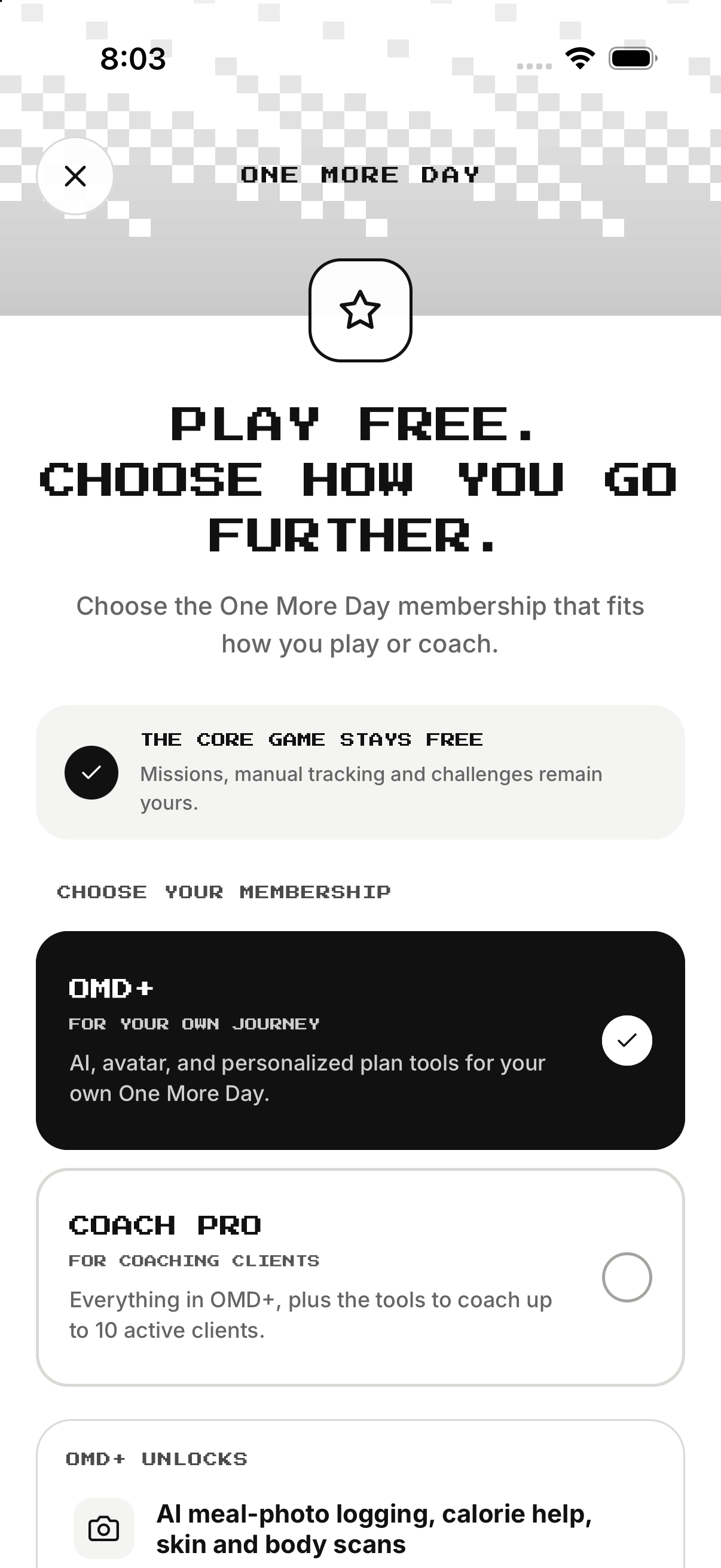 Choose OMD+ or Coach Pro