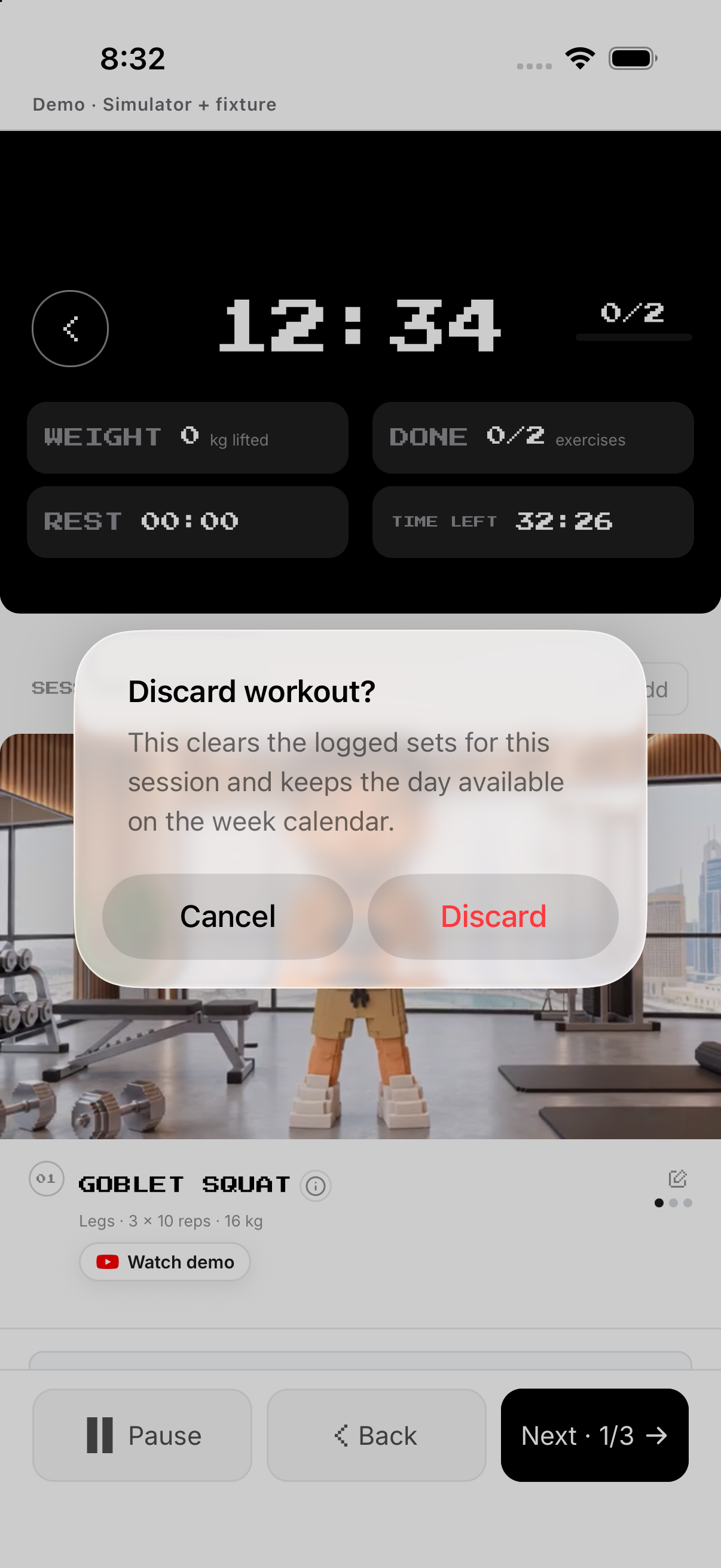 Discard confirmation