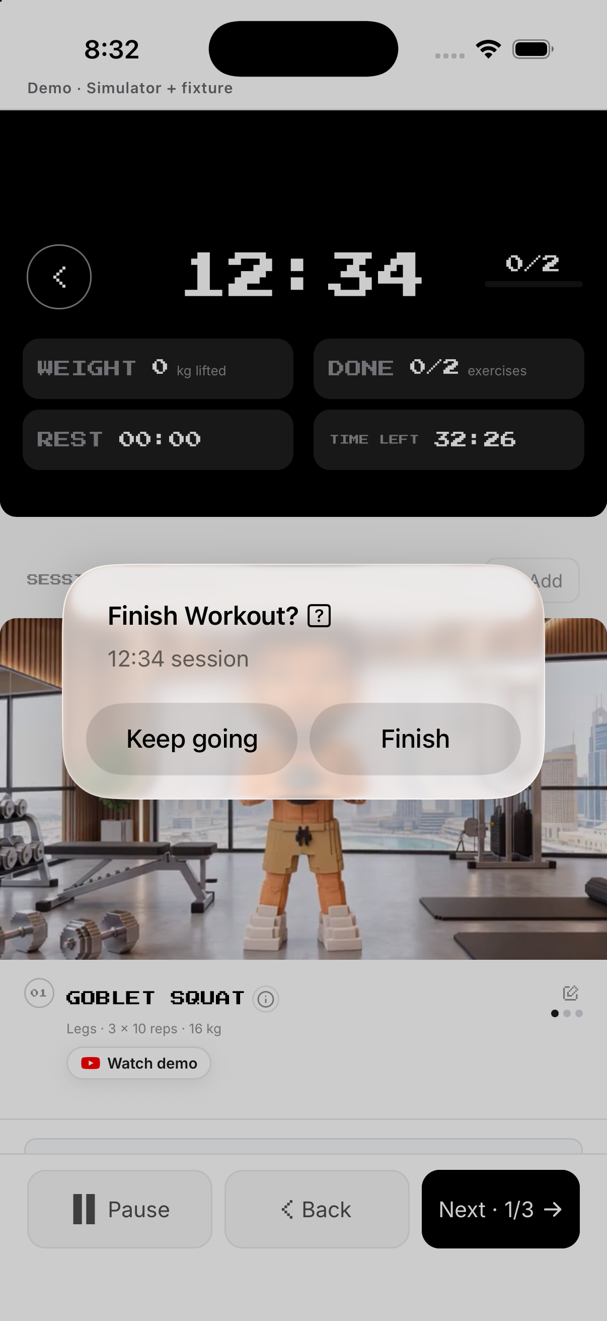 Finish confirmation