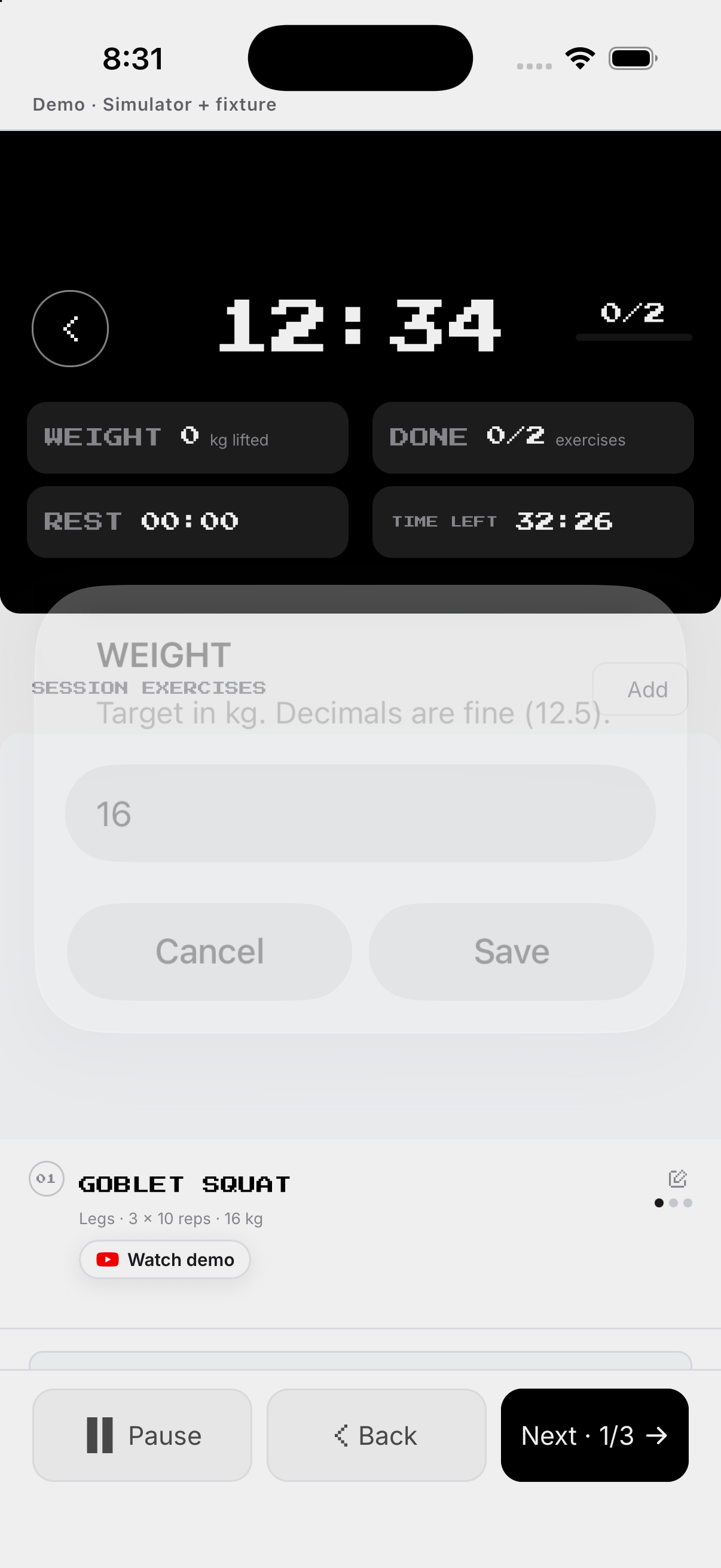 Weight input