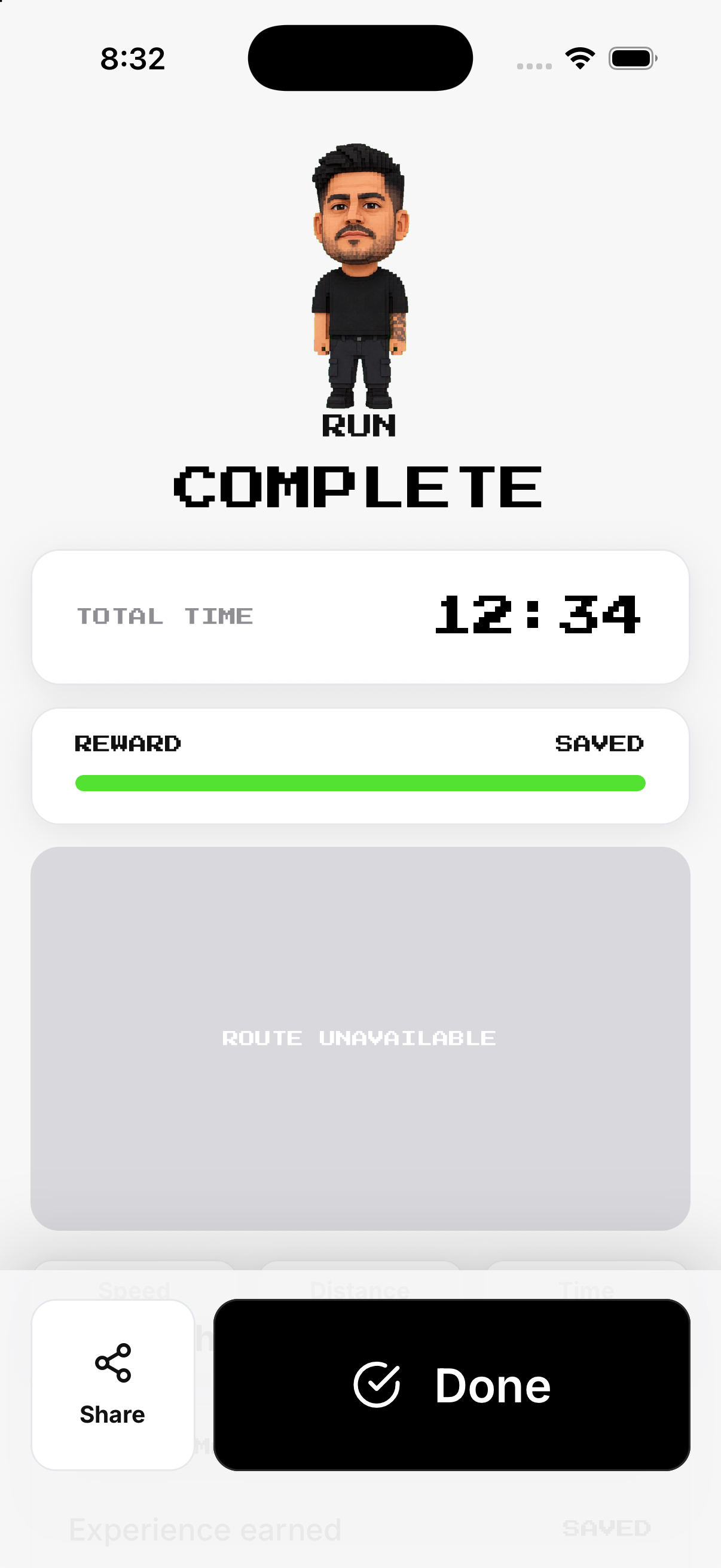 Ordinary Run completion; fictional metrics, English UI.