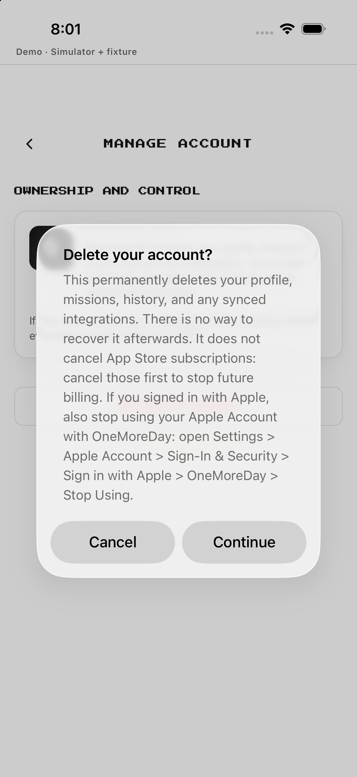 First delete confirmation.