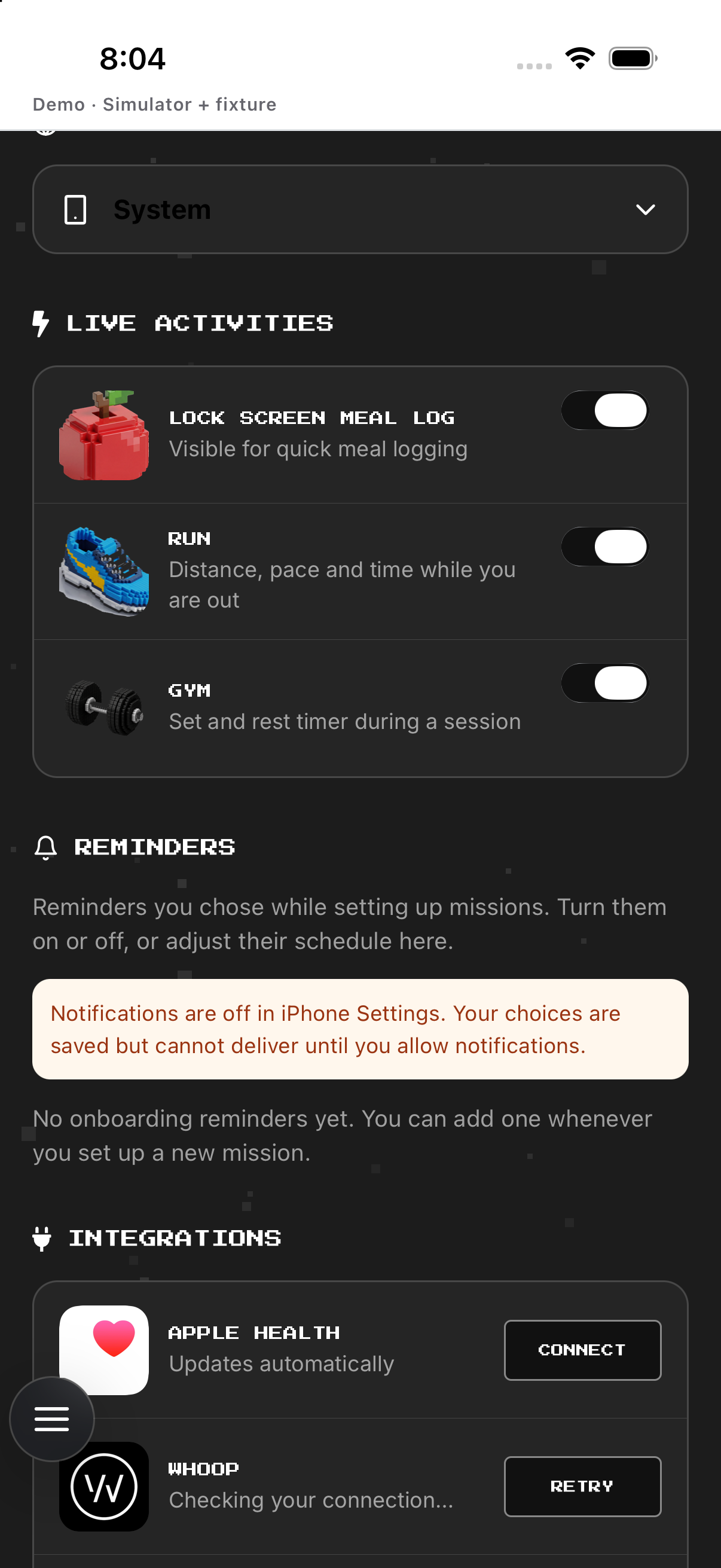 Settings middle.