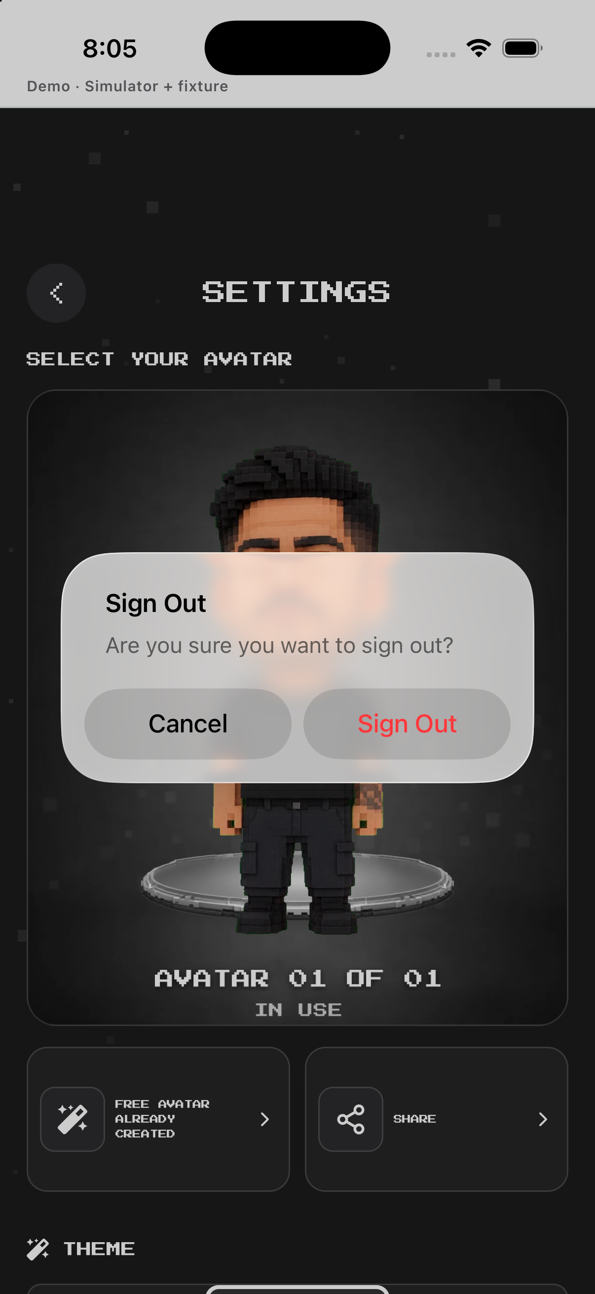 Sign-out confirmation.